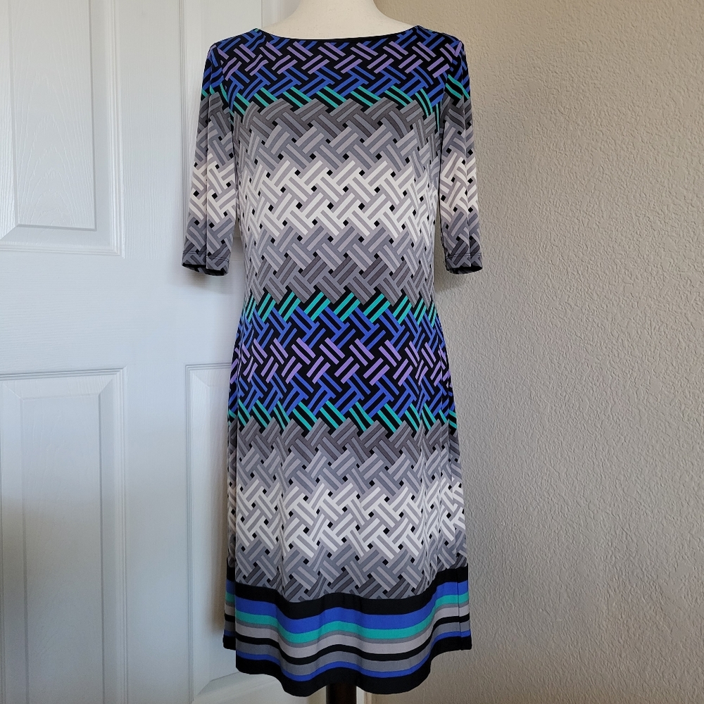 Jessica Howard Vibrant Chevron Sheath Dress Size 8